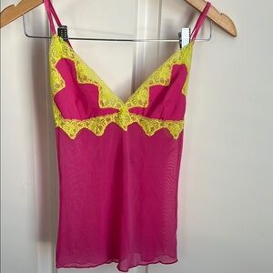 Pink and Yellow Lace Camisole